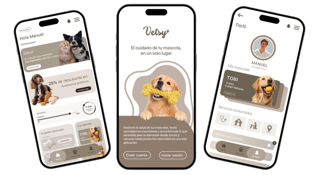 Vetsy App - Pantallas de la aplicación